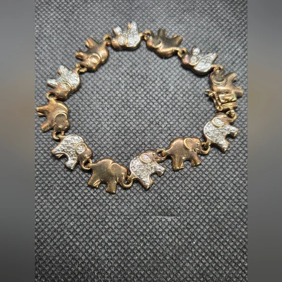 Elephant Links Gold and Silver Bracelet - Picture 1 of 6